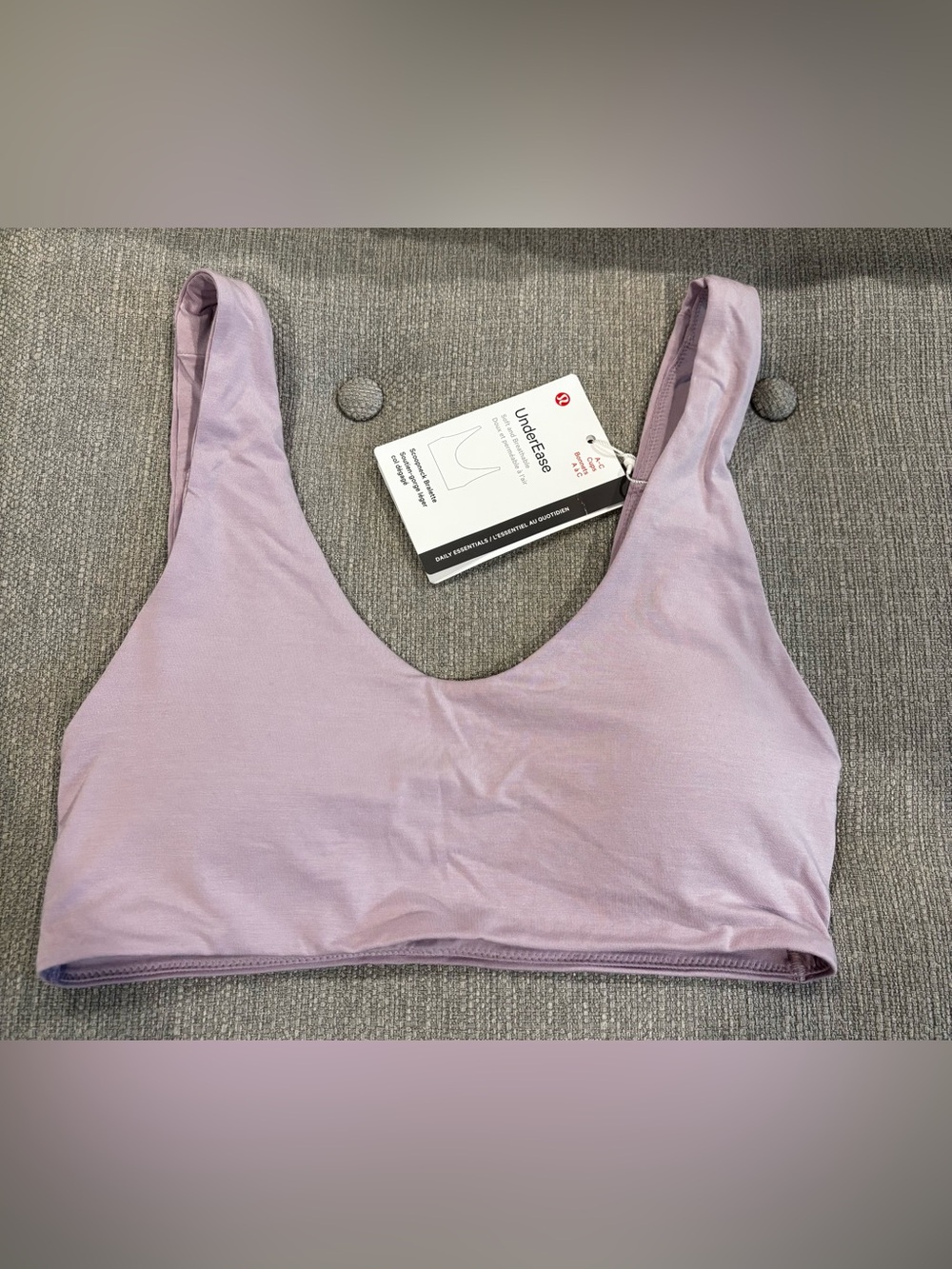 NWT Lululemon - UnderEase
Scoopneck Lavender Bralette A-C- Size
XS